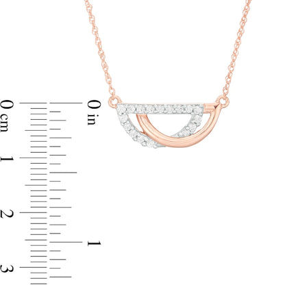0.13 CT. T.W. Natural Diamond Interlocking Half Circles Necklace in 10K Rose Gold