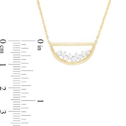 0.2 CT. T.W. Natural Diamond Scatter Open Half Circle Necklace in 10K Yellow Gold