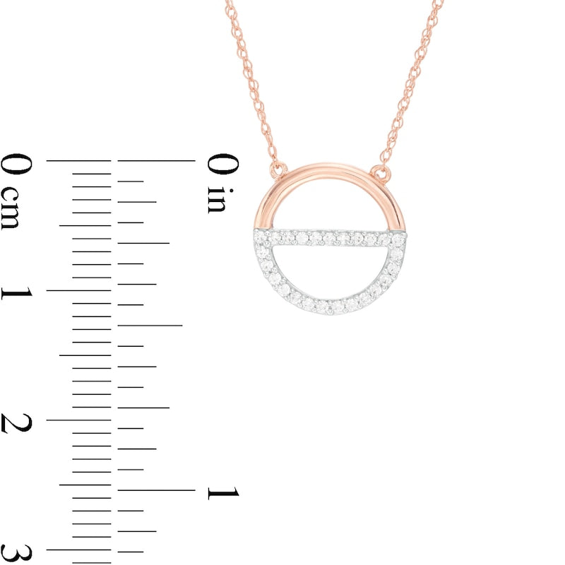 0.13 CT. T.W. Natural Diamond Open Divided Circle Necklace in 10K Rose Gold