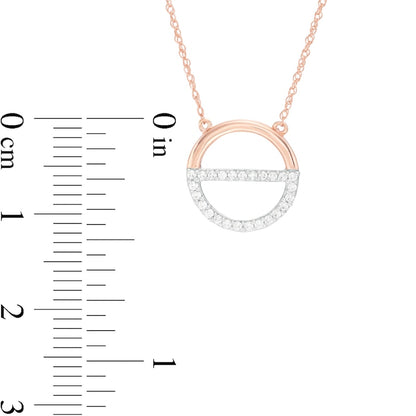 0.13 CT. T.W. Natural Diamond Open Divided Circle Necklace in 10K Rose Gold