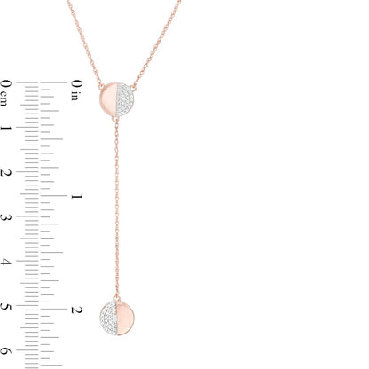 0.1 CT. T.W. Natural Diamond Half Circle Y-Necklace in 10K Rose Gold