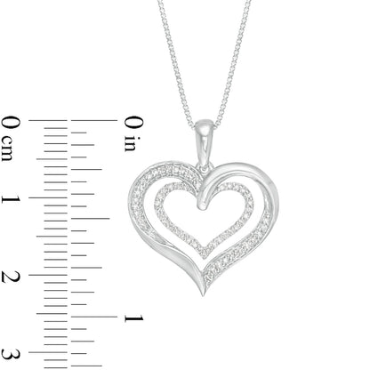 0.13 CT. T.W. Natural Diamond Double Heart Pendant in Sterling Silver