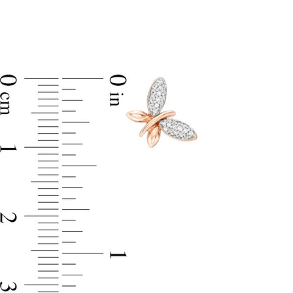 0.13 CT. T.W. Diamond Butterfly Stud Earrings in 10K Rose Gold