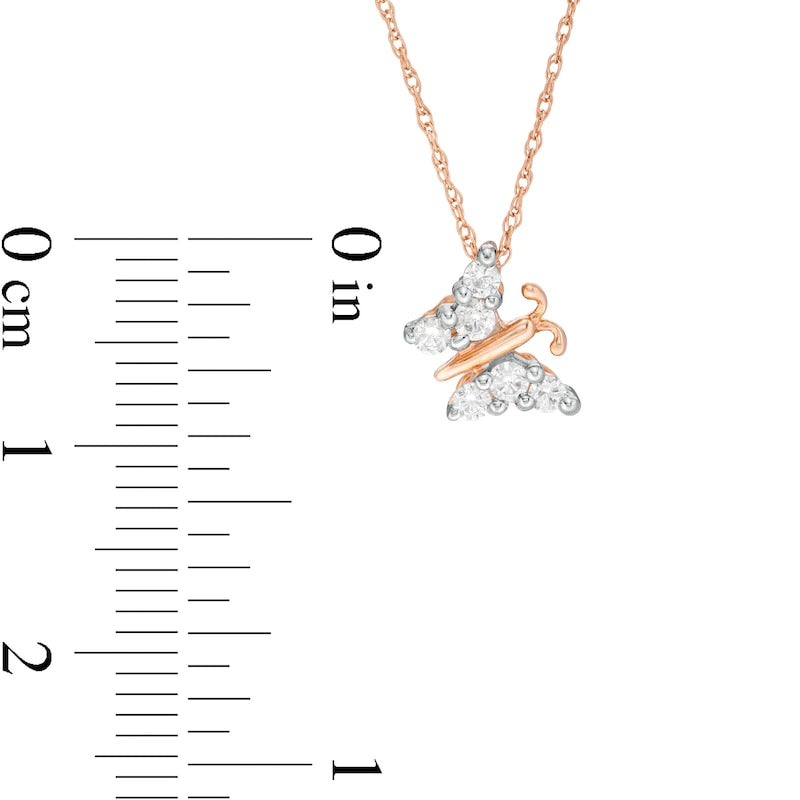 0.2 CT. T.W. Composite Natural Diamond Tilted Butterfly Pendant in 10K Rose Gold