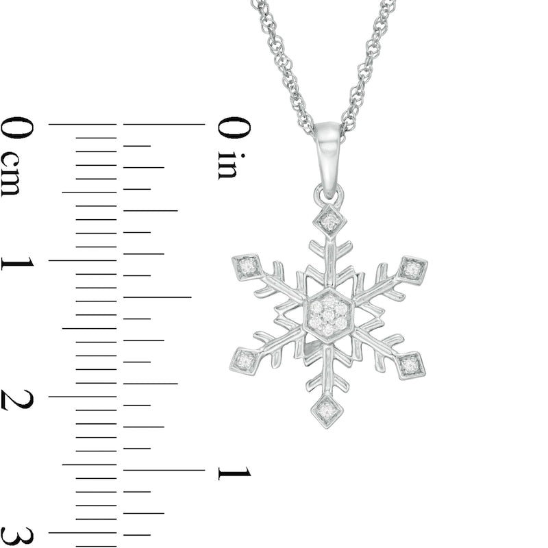 0.05 CT. T.W. Natural Diamond Snowflake Pendant in Sterling Silver