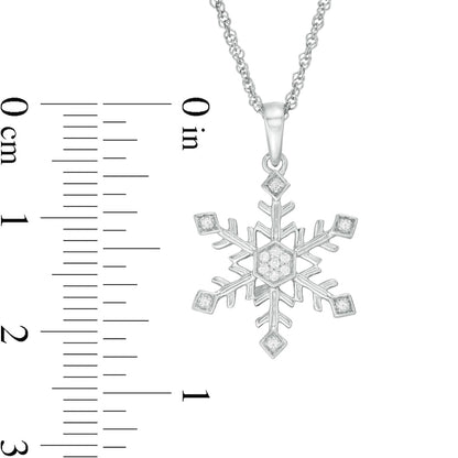 0.05 CT. T.W. Natural Diamond Snowflake Pendant in Sterling Silver