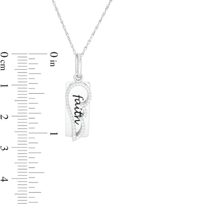 0.1 CT. T.W. Natural Diamond "faith" Dog Tag and Wing Outline Pendant in Sterling Silver