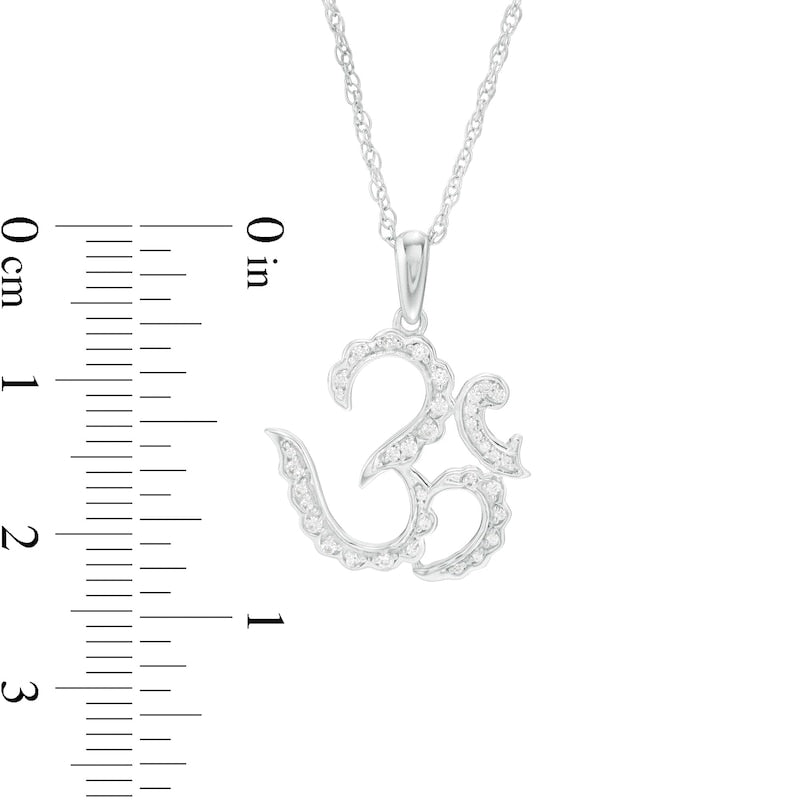 0.13 CT. T.W. Natural Diamond Scalloped Om Symbol Pendant in Sterling Silver