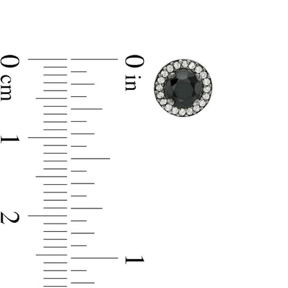 0.75 CT. T.W. Enhanced Black and White Diamond Frame Stud Earrings in 10K White Gold with Black Rhodium