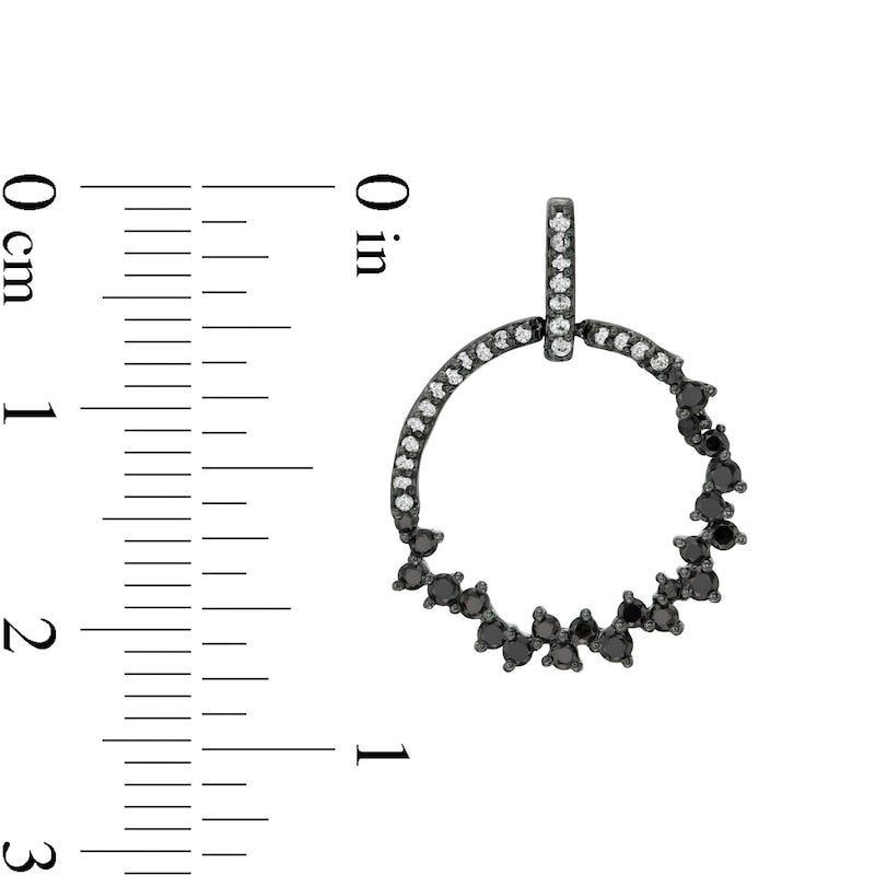 0.63 CT. T.W. Enhanced Black and White Diamond Scatter Circle Drop Earrings in 10K White Gold with Black Rhodium