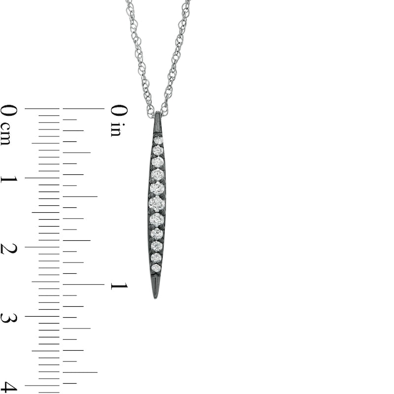 0.25 CT. T.W. Natural Diamond Elongated Marquise Bar Pendant in Sterling Silver and Black Rhodium