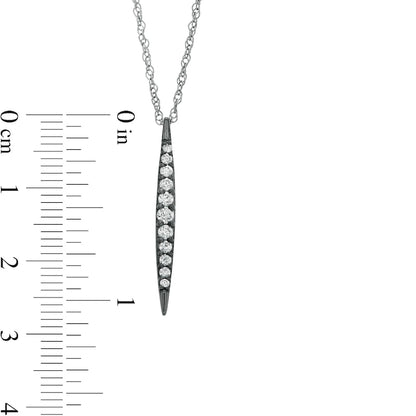 0.25 CT. T.W. Natural Diamond Elongated Marquise Bar Pendant in Sterling Silver and Black Rhodium