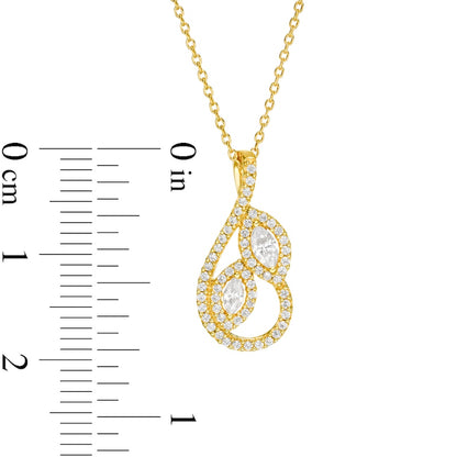 0.25 CT. T.W. Marquise Natural Diamond Leaves Teardrop Pendant in 10K Yellow Gold