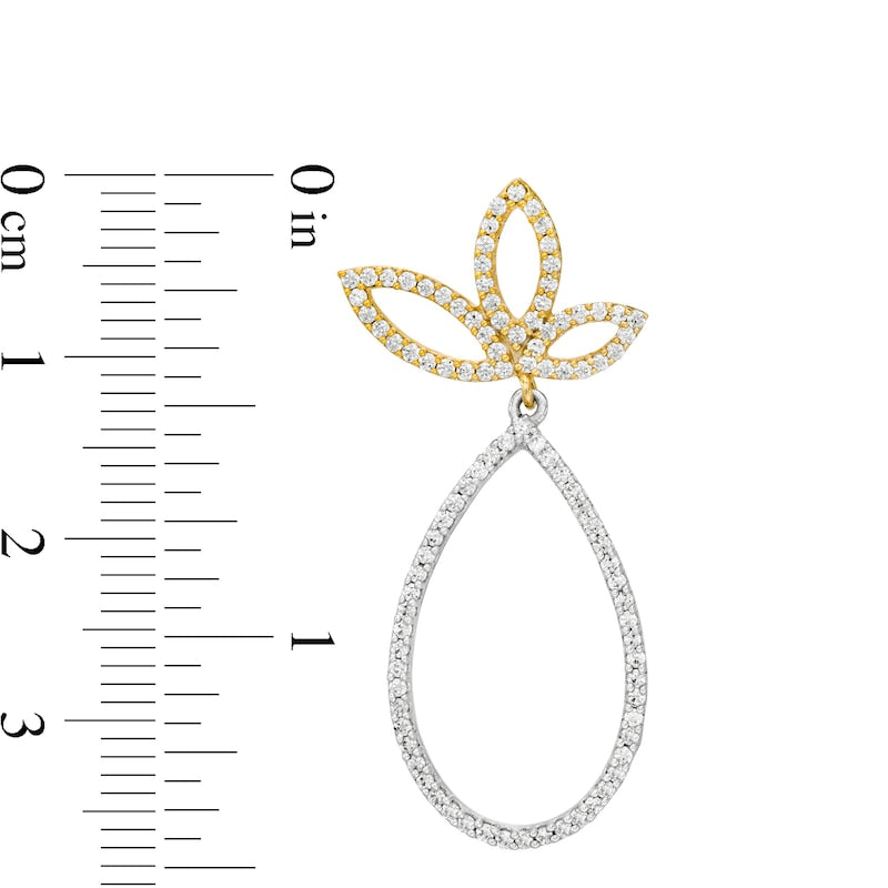 0.75 CT. T.W. Diamond Leaf Outline Teardrop Earrings in 10K Two-Tone Gold