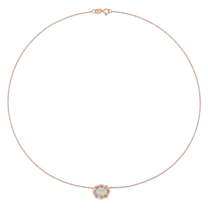 Sideways Oval and 0.07 CT. T.W. Natural Diamond Twist Frame Necklace in 10K Rose Gold - 17"