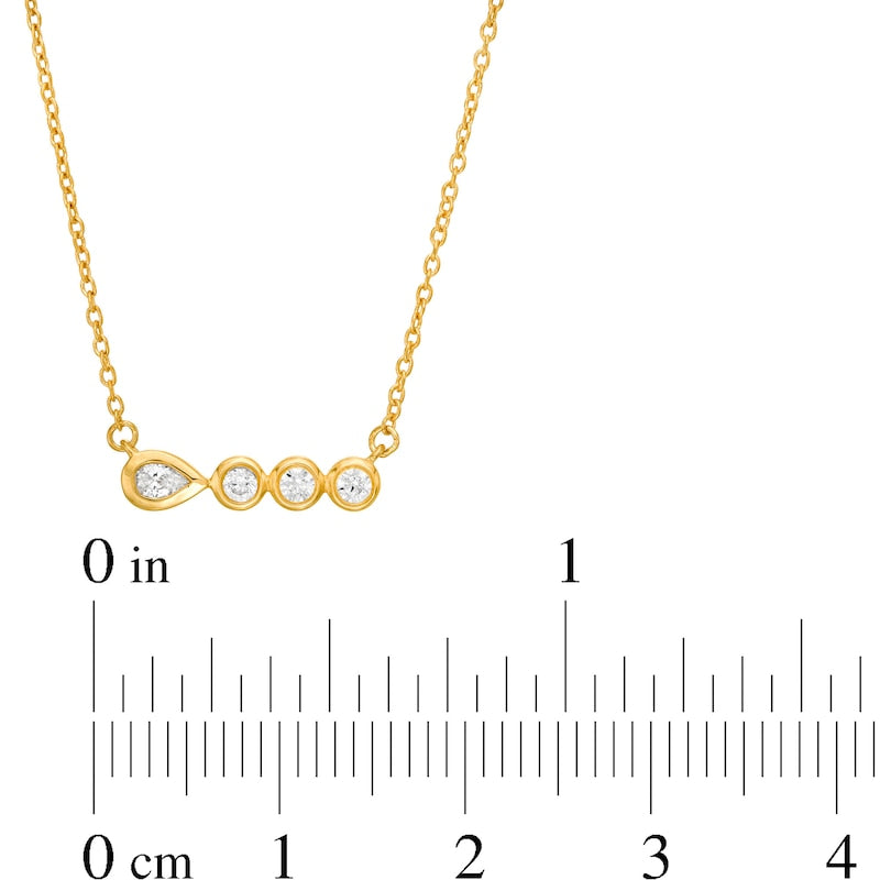 0.17 CT. T.W. Pear-Shaped Natural Diamond Bezel-Set Necklace in 10K Yellow Gold