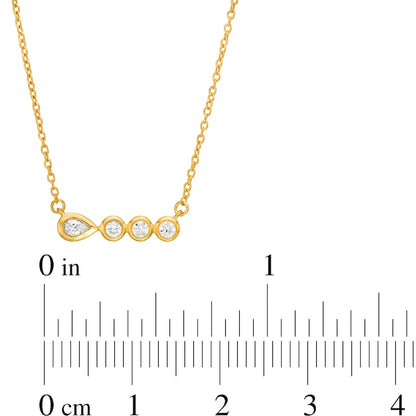 0.17 CT. T.W. Pear-Shaped Natural Diamond Bezel-Set Necklace in 10K Yellow Gold
