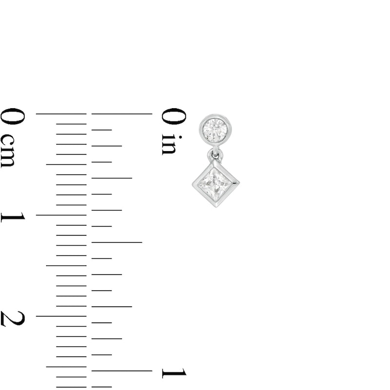 0.33 CT. T.W. Princess-Cut Diamond Tilted Bezel-Set Drop Earrings in 10K White Gold