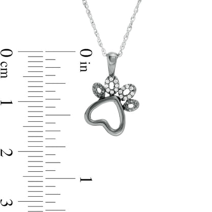 0.05 CT. T.W. Natural Diamond Paw Print Outline Pendant in Sterling Silver with Black Rhodium