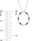 Baguette-Cut Blue Sapphire and 0.1 CT. T.W. Natural Diamond Oval Pendant in 10K White Gold