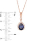 Pear-Shaped Lab-Created Blue Sapphire and 0.1 CT. T.W. Diamond Frame Pendant in 10K Rose Gold