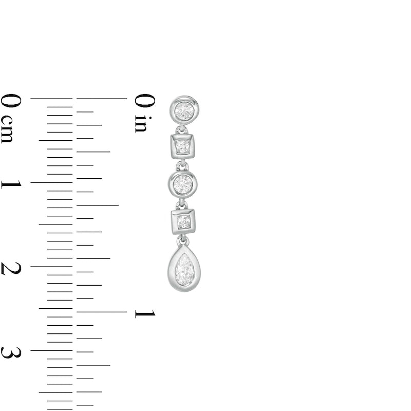 0.5 CT. T.W. Multi-Shaped Diamond Art Deco Linear Drop Earrings in 10K White Gold