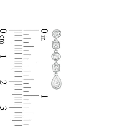 0.5 CT. T.W. Multi-Shaped Diamond Art Deco Linear Drop Earrings in 10K White Gold