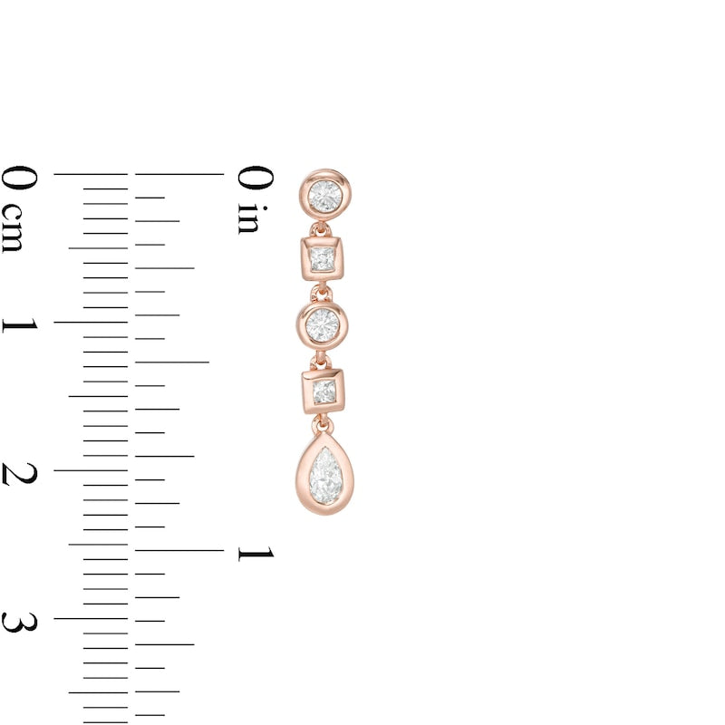 0.5 CT. T.W. Multi-Shaped Diamond Art Deco Linear Drop Earrings in 10K Rose Gold