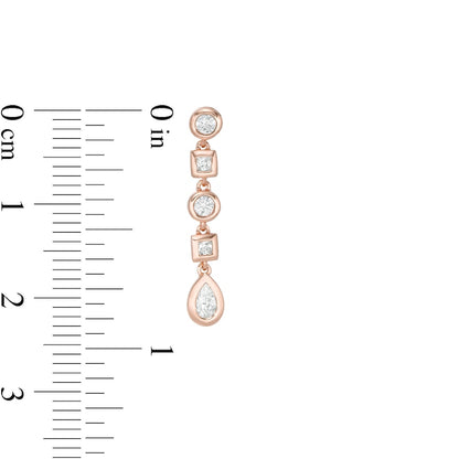 0.5 CT. T.W. Multi-Shaped Diamond Art Deco Linear Drop Earrings in 10K Rose Gold
