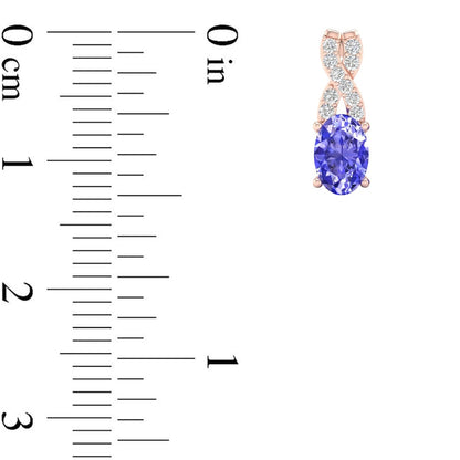 Oval Tanzanite and 0.07 CT. T.W. Diamond "X" Drop Earrings in 10K Rose Gold