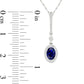 Oval Blue Sapphire and 0.07 CT. T.W. Natural Diamond Frame Drop Pendant in 10K White Gold