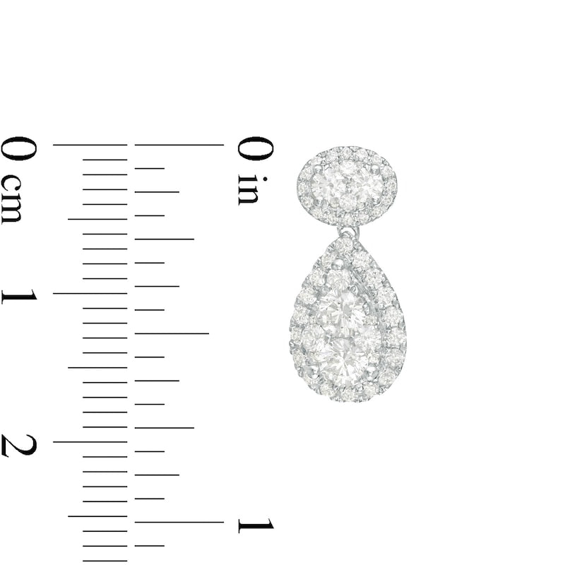 1.5 CT. T.W. Composite Diamond Frame Teardrop Earrings in 14K White Gold