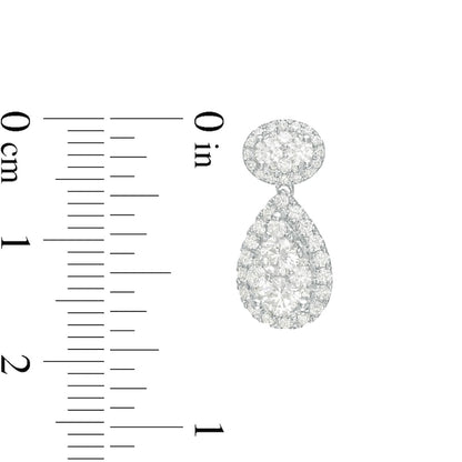 1.5 CT. T.W. Composite Diamond Frame Teardrop Earrings in 14K White Gold