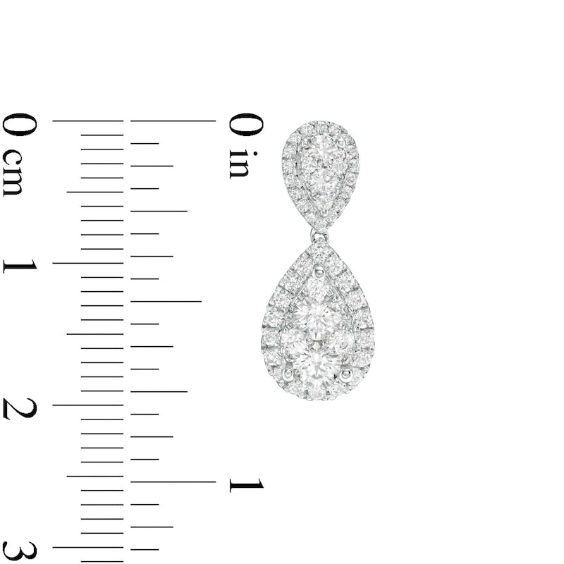 1.38 CT. T.W. Composite Diamond Frame Teardrop Earrings in 14K White Gold