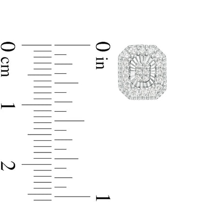 0.33 CT. T.W. Diamond Octagonal Frame Stud Earrings in 14K White Gold