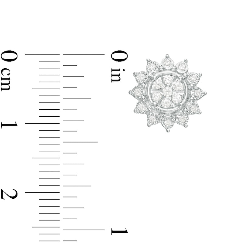 0.33 CT. T.W. Composite Diamond Sunflower Stud Earrings in 14K White Gold