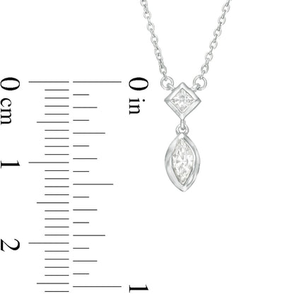 0.2 CT. T.W. Marquise and Princess-Cut Natural Diamond Necklace in 10K White Gold