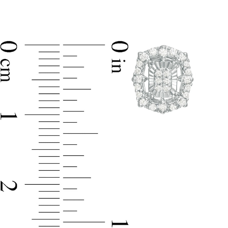 0.25 CT. T.W. Composite Diamond Octagonal Frame Stud Earrings in 14K White Gold