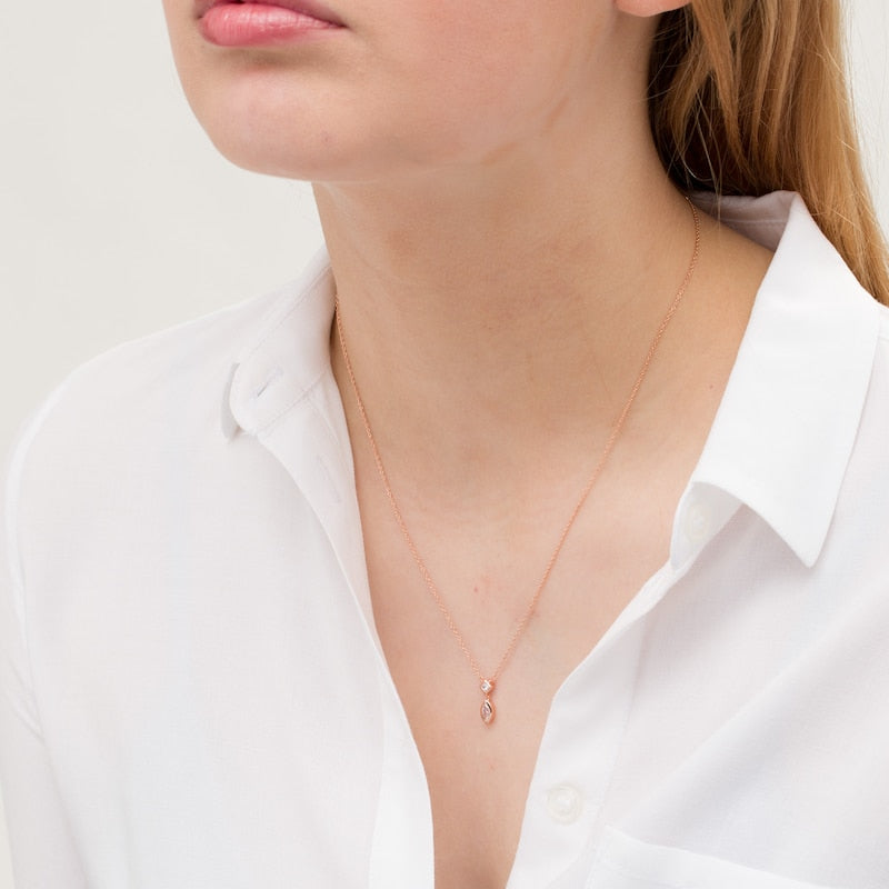 0.2 CT. T.W. Marquise and Princess-Cut Natural Diamond Necklace in 10K Rose Gold