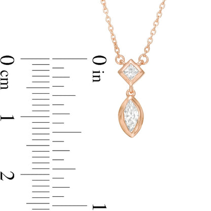 0.2 CT. T.W. Marquise and Princess-Cut Natural Diamond Necklace in 10K Rose Gold