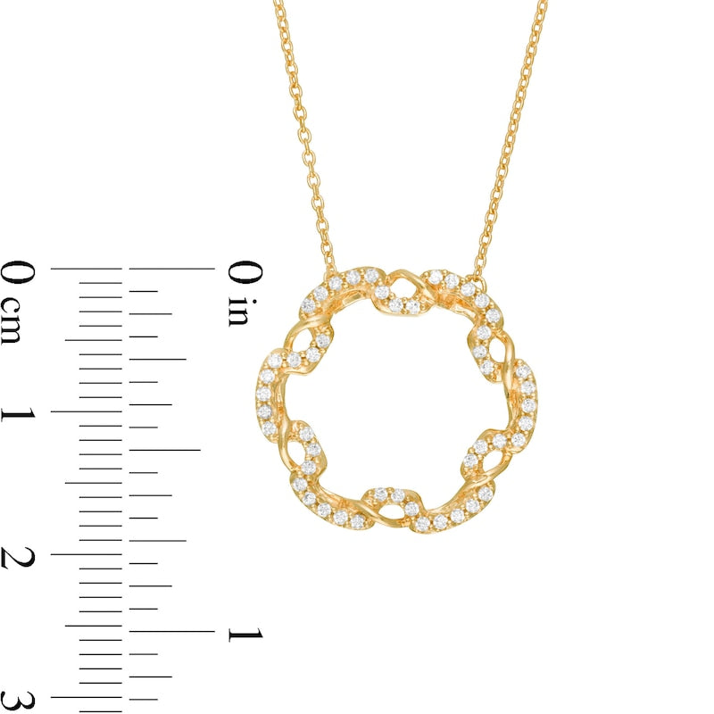 0.25 CT. T.W. Natural Diamond Open Circle Twist Pendant in 10K Yellow Gold