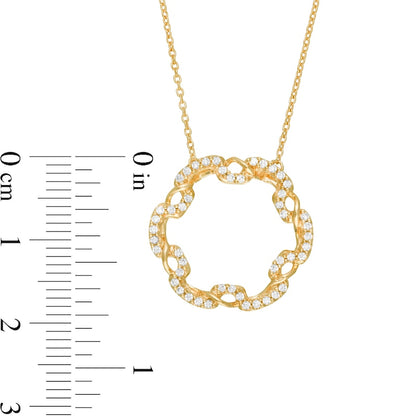 0.25 CT. T.W. Natural Diamond Open Circle Twist Pendant in 10K Yellow Gold