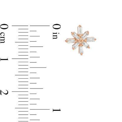 0.25 CT. T.W. Baguette Diamond Starburst Stud Earrings in 10K Rose Gold