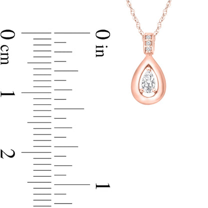 0.1 CT. T.W. Pear-Shaped Natural Diamond Pendant in 10K Rose Gold