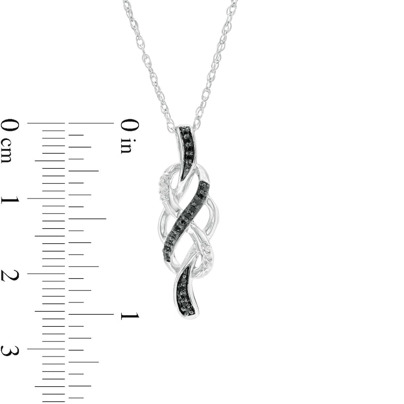 0.1 CT. T.W. Enhanced Black and White Natural Diamond Infinity Knot Pendant in Sterling Silver