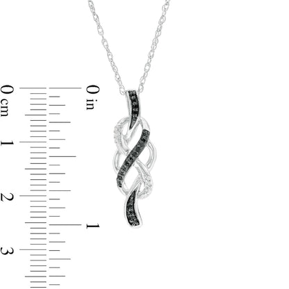 0.1 CT. T.W. Enhanced Black and White Natural Diamond Infinity Knot Pendant in Sterling Silver