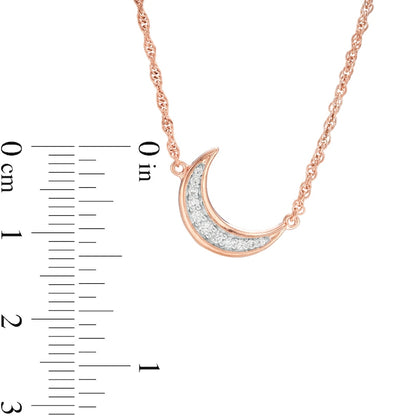 0.1 CT. T.W. Composite Natural Diamond Tilted Crescent Moon Necklace in Sterling Silver with 14K Rose Gold Plate