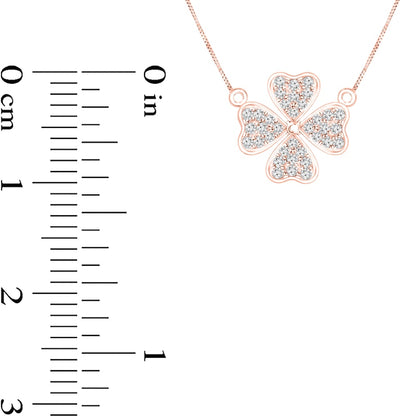 0.13 CT. T.W. Natural Diamond Heart-Shaped Four Leaf Clover Necklace in 10K Rose Gold