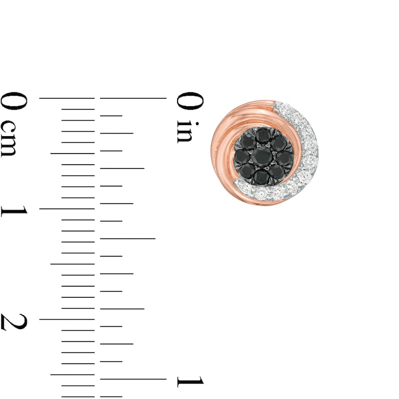 0.5 CT. T.W. Enhanced Black and White Composite Diamond Swirl Stud Earrings in 10K Rose Gold