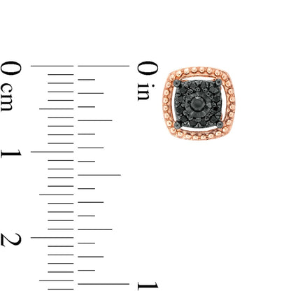 0.17 CT. T.W. Enhanced Black Diamond Cushion Frame Stud Earrings in 10K Rose Gold